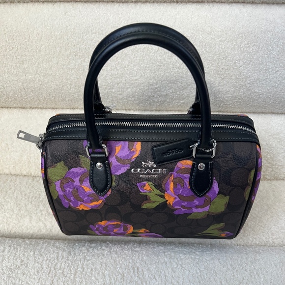 Coach Rowan Satchel In Signature Canvas With Rose Print - Picture 1 of 7
